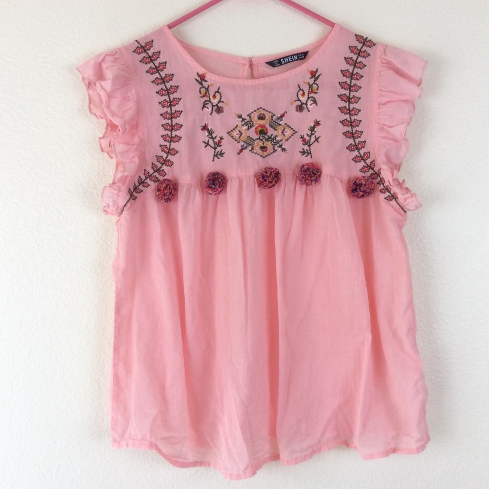 Embroidery pink top